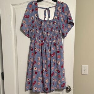 White Birch Floral Dress with Smocking